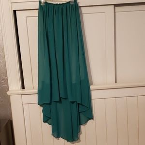 Green high low maxi dress